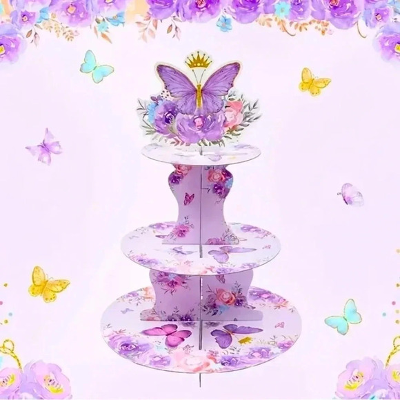 Happy Party Other - Three Tier Elegant Butterfly Cupcake/Goodies Stand